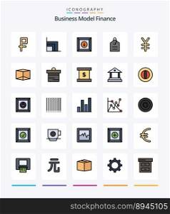 Creative Finance 25 Line FIlled icon pack  Such As box. finance. download. currency. price