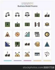 Creative Finance 25 Line FIlled icon pack  Such As pyramid. eye. money. money. cash