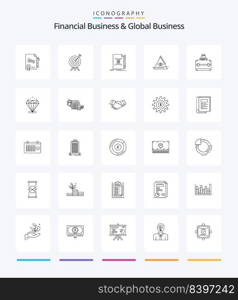 Creative Financial Business And Global Business 25 OutLine icon pack  Such As money. pyramid. note. illuminati. create