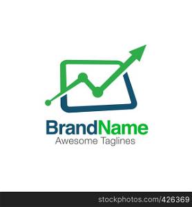 creative financial market logo. marketing exchange with arrow up statistic symbol
