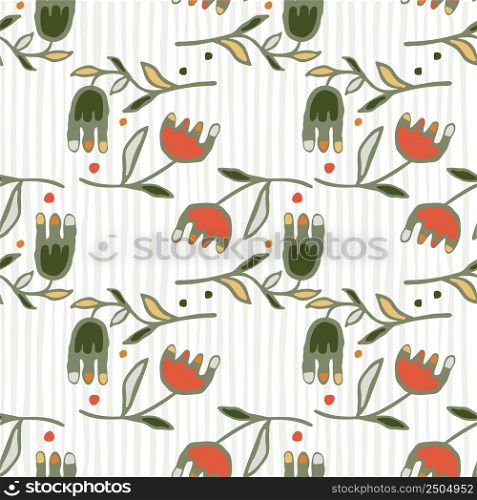 Creative flower seamless pattern. Folk floral wallpaper. Creative plants endless wallpaper. Abstract ditsy print. Design for fabric, textile print, wrapping, cover, card. Vector illustration. Creative flower seamless pattern. Folk floral wallpaper.