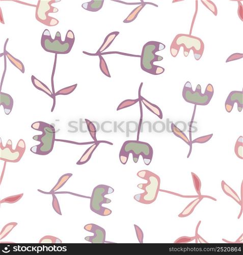Creative flower seamless pattern. Unusual floral wallpaper. Botanical sketch of field plants. Blooming texture. Ditsy print. Design for fabric, textile print, wrapping, cover. Vector illustration. Creative flower seamless pattern. Unusual floral wallpaper. Botanical sketch of field plants.