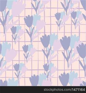 Creative flowers bouquet seamless pattern on line background. Geometric floral endless wallpaper. Decorative backdrop for fabric design, textile print, wrapping paper, cover. Vector illustration. Creative flowers bouquet seamless pattern on line background. Geometric floral endless wallpaper.