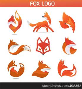 creative fox Animal Modern Simple Design Concept logo set, fox Animal Face Modern Simple Design Concept