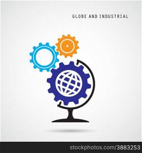 Creative gear abstract vector logo design and globe sign. Corporate business industrial creative logotype symbol.Vector illustration