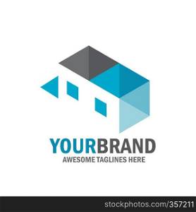 creative geometric building house color logo concept best for real estate and construction company