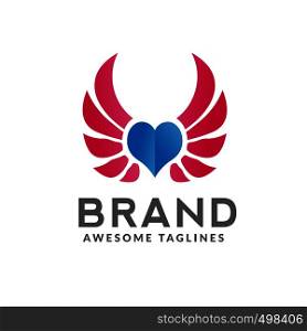 creative geometric heart and wings logo concept