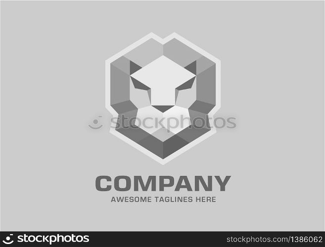 Creative Geometric Lion Head Logo Symbol Vector Design Illustration