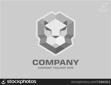 Creative Geometric Lion Head Logo Symbol Vector Design Illustration