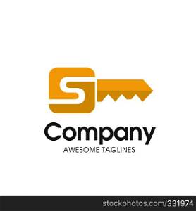 creative gold key color with letter s logo vector concept