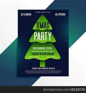 creative green christmas tree party flyer design
