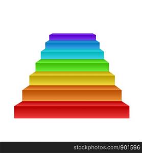Creative growth concept, rainbow stairs on white, stock vector illustration