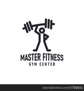 Creative Gym Logo Concept with A Person Who is Lifting a Barbell with One Hand. Graphic Design Element.