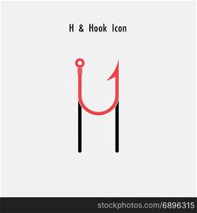Creative H- Letter icon abstract and hook icon design vector template.Fishing hook icon.Alphabet icon.Vector illustration
