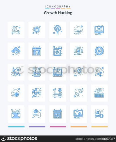 Creative Hacking 25 Blue icon pack  Such As code. digital. bug. code. binary
