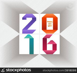 Creative happy new year 2016 colorful origami design