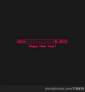 Creative happy new year 2019 design with Progress loading bar with airplane is in a dotted line. The flying apartment is black. The waypoint is for a tourist trip. Track on a black background. Vector illustration. Tourism. Travel.. Creative happy new year 2019 design with Progress loading bar with airplane is in a dotted line. The flying apartment is black. The waypoint is for a tourist trip. Track on a black background. Vector illustration. Tourism. Travel