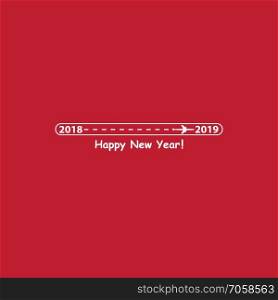 Creative happy new year 2019 design with Progress loading bar with airplane is in a dotted line. The flying apartment is black. The waypoint is for a tourist trip. Track on a red background. Vector illustration. Tourism. Travel.. Creative happy new year 2019 design with Progress loading bar with airplane is in a dotted line. The flying apartment is black. The waypoint is for a tourist trip. Track on a red background. Vector illustration. Tourism. Travel