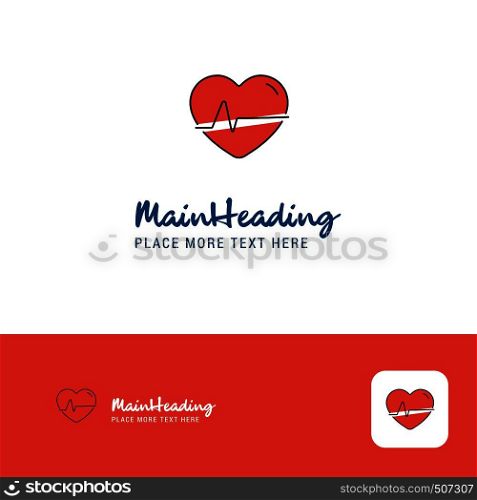 Creative Heart beat Logo Design. Flat color Logo place for Tagline. Vector Illustration