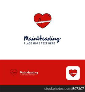 Creative Heart beat Logo Design. Flat color Logo place for Tagline. Vector Illustration