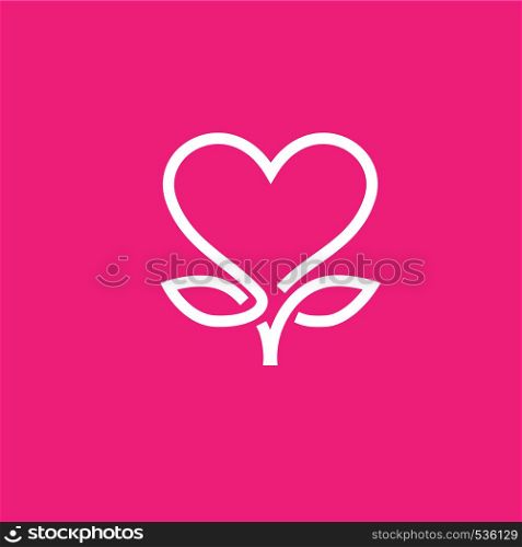 creative Heart or love made from green leaves logo vector