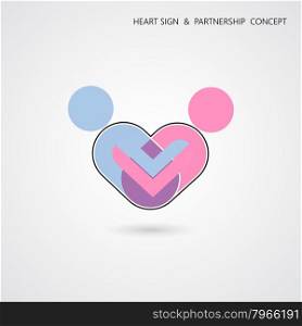 Creative heart shape and human symbol with business concept. Teamwork sign. Partnership and cooperation concept