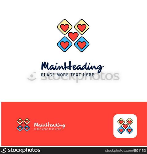 Creative Hearts blocks Logo Design. Flat color Logo place for Tagline. Vector Illustration