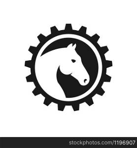 Creative Horse Head Gear Logo Symbol Vector Illustration