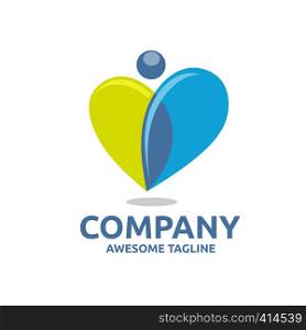 creative Human heart colorful logo vector concept illustration. Human character with heart symbol vector logo template