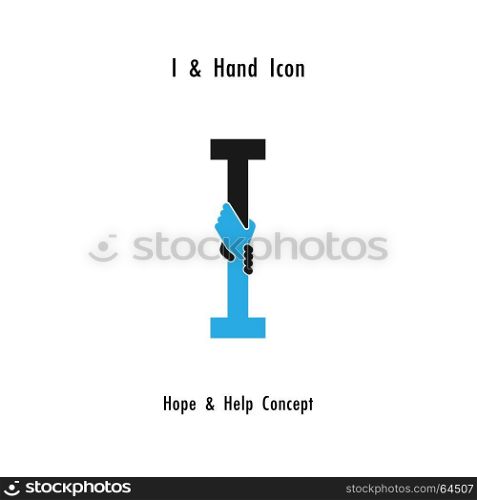 Creative I- alphabet icon abstract and hands icon design vector template.Business offer,partnership,hope,support or help concept.Corporate business and industrial logotype symbol.Vector illustration