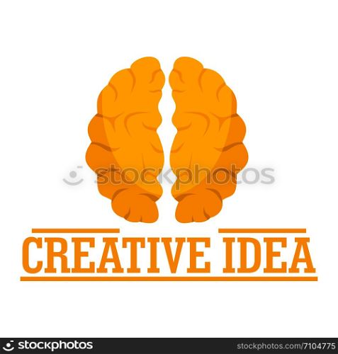 Creative idea brain logo. Flat illustration of creative idea brain vector logo for web design. Creative idea brain logo, flat style