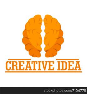 Creative idea brain logo. Flat illustration of creative idea brain vector logo for web design. Creative idea brain logo, flat style