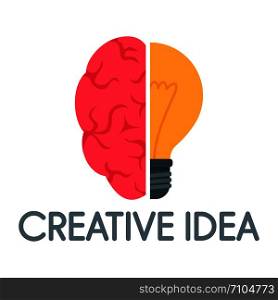 Creative idea mind logo. Flat illustration of creative idea mind vector logo for web design. Creative idea mind logo, flat style