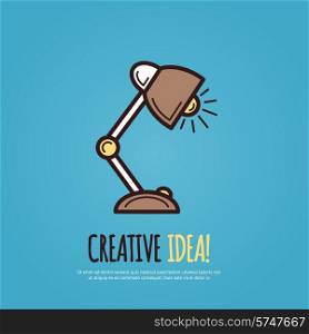 Creative idea poster with retro table lamp inspiration symbol vector illustration