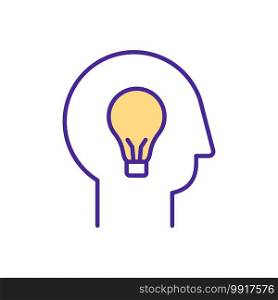 Creative idea RGB color icon. Human creativity improvement. Inventing something new. Brainstorming during all day. Process of somehow valuable is formed. Isolated vector illustration. Creative idea RGB color icon