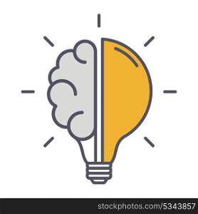 Creative Idea Thin Line Icon. Brain in lightbulb innovation logo. Vector Illustration EPS10. Creative Idea Thin Line Icon. Brain in lightbulb innovation logo. Vector Illustration