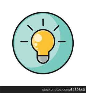 Creative Idea with Light Bulb Shape. Creative idea with light bulb shape as inspiration concept. Light bulb. Idea concept. Light lamp sign icon. Idea symbol. Light shines icon. Round line icon. Flat design vector illustration
