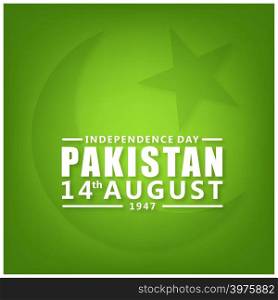 Creative illustration for independence day celebration of pakistan. Green Star and Moon on Green Background