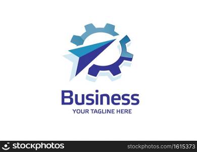 creative Industrial gear and arrow symbol, business logo design. Factory logo sign. Cog wheel logo. Technology logo symbol. Logo design element. Vector illustration.
