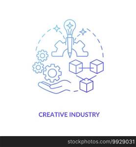 Creative industry concept icon. Game design industry benefits and advantages. Exploitation of knowledge. Perspective idea thin line illustration. Vector isolated outline RGB color drawing. Creative industry concept icon