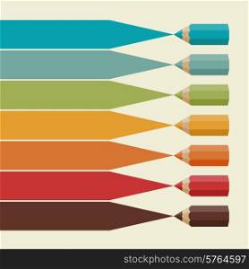 Creative infographics background with colored pencils.