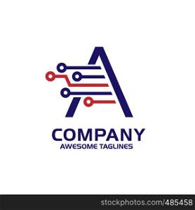 creative initial letter A tech logo vector, perfect for technology smart logo, computer and data related business