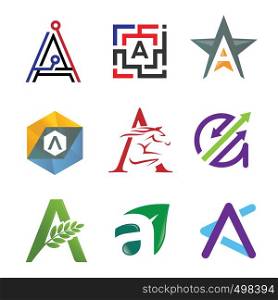 creative initial letter a with various style logo vector