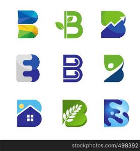 creative initial letter b with colorful style color logo vector set