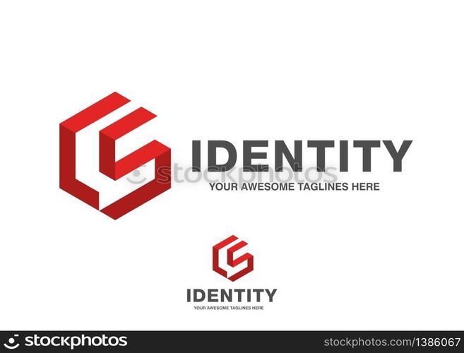 creative initial letter cs hexagonal logo vector concept