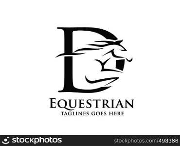 creative initial letter D with abstract running stallion logo vector concept