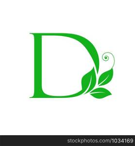 creative initial letter d with leaf logo vector concept element, letter D logo with Organic leaf