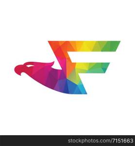 Creative initial letter F with eagle bird logo template vector illustration.