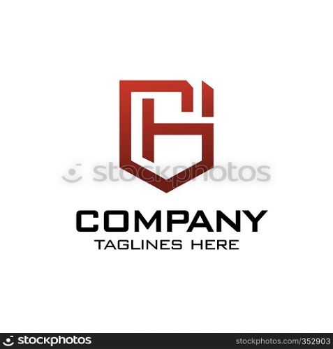 creative initial letter GH as shield logo vector concept