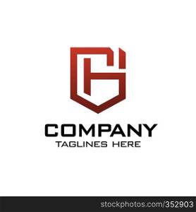 creative initial letter GH as shield logo vector concept